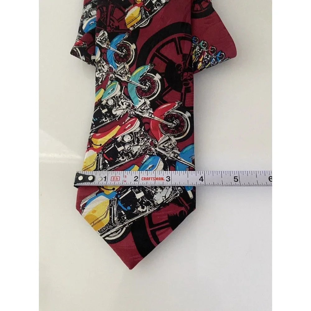 Harley Line Up 1993 Harley Davidson Ralph Martin 100% Silk‎ Neck Tie Vintage 4